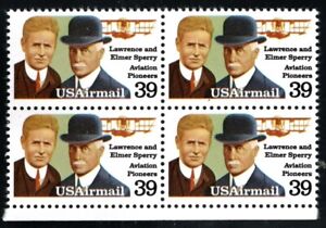 US-Briefmarke Scott #C114, Luftpost, Lawrence & Elmer Sperry, 4er-Block, postfrisch