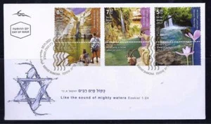 ISRAEL 2021 WATERFALLS 3 STAMPS ON FDC FAUNA FLOWER GOATS - Picture 1 of 1