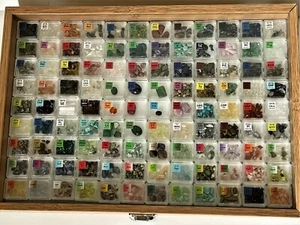 The Ultimate Mineral Gemstone Collection 108 Gem Tiles in Luxury Wooden Display - Picture 1 of 11