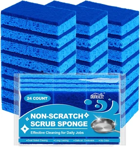 Sponges Kitchen 24Pcs, Non-Scratch Scrub Dish Sponges, Safe on Non-Stick Cookwar - Picture 1 of 12