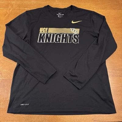 UCF Knights Shirt Mens Large Black Warm Up Athletic Cut Dri Fit Nike - Image 1 of 4