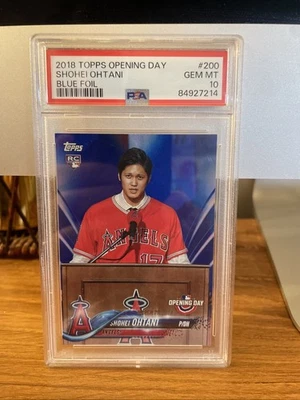 2018 Topps Opening Day - Shohei Ohtani #200 Rainbow Blue Foil (RC) PSA 10 - Image 1 of 2