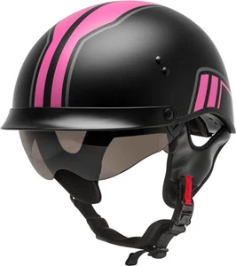G-Max HH-65 Full Dressed Twin Helmet (X-Large, Matte Black/Pink) - Imagen 1 de 2