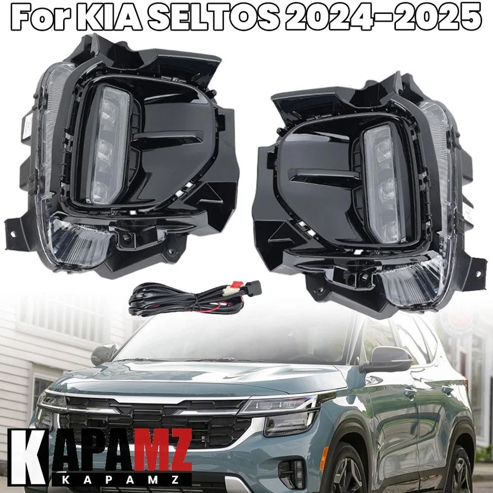 Luz antiniebla LED DRL cableado de lámpara de circulación diurna para Kia Seltos 2024-2026 Foto 1 de 4