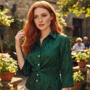 Cachet Emerald Embellished Blouse 12 - Sequin - Excellent - Elegant - Picture 1 of 13