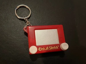 1994 Etch A Sketch Red Fun Mini 2" Keychain Tested Works Small Key Chain Vintage - Picture 1 of 2