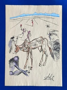 Salvador Dali (Handmade) Drawing on antique paper Signed and Sealed. - Picture 1 of 2