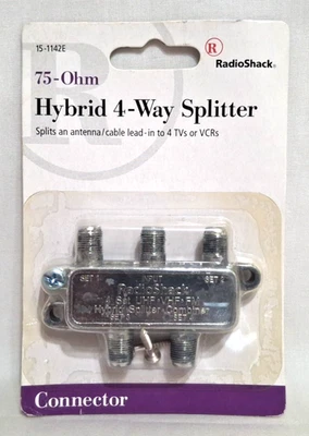 Vintage 1990's RadioShack 1 Input 4 Way output Splitter 75 Ohm VCR Cable Antenna - Image 1 of 2