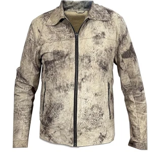 Men’s Real Goat Suede Leather Winter Two Tone Jacket Zip Up Collared S-5XL - Picture 1 of 6