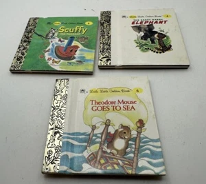 Little Little Golden Book Mini Books SCUFFY, ELEPHANT & THEODORE MOUSE 2.75” - Picture 1 of 8