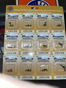 BACHMANN N EZ MATE MARK II MAGNETIC COUPLERS LONG 12 PAIR 78501 Full Card • - Picture 1 of 1