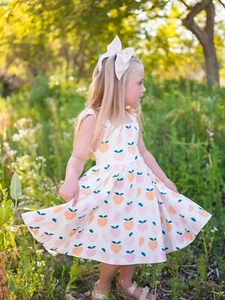 Neu Ollie Jay Rosita süßes pfirsichfarbenes Wirbelkleid, 8, neu mit Etikett - Bild 1 von 3
