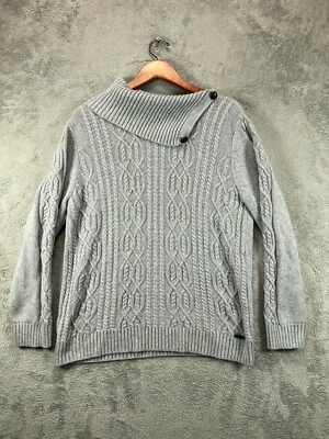 Suéteres bajos para mujer XL Tops gris tejido con cable cuello ancho damas manga larga Foto 1 de 4