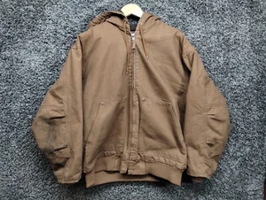 Lakin McKey Trading Canvas Jacket Men XLR XL Reg Brown Hooded Lined Workwear KEY - Picture 1 of 7