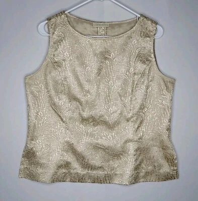 Lord Taylor Sleeveless Lace Top Women Large Gold Beige Old Money Evening Party - Image 1 of 4