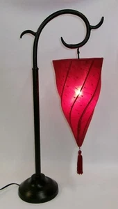 Pottery Barn Medina Moroccan StyleTable Lamp with Red Silk Shade - Picture 1 of 4