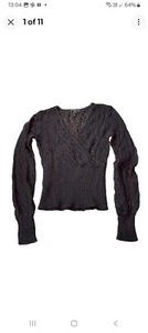 Mango Black Sparkle Knit Wrap Style Jumper Pullover Size M Festive Autumn Winter - Picture 1 of 5
