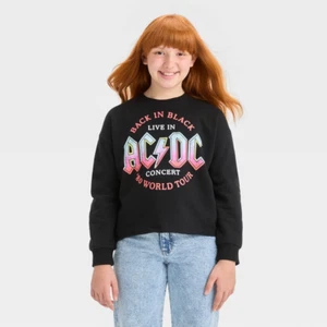 Girls' Cropped 'ACDC' Sweatshirt - art class™ Black M - Picture 1 of 1
