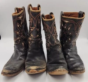 Vintage Acme Childrens Western Boots 2 Pair Inlay Bigger Pair 12D - Picture 1 of 16