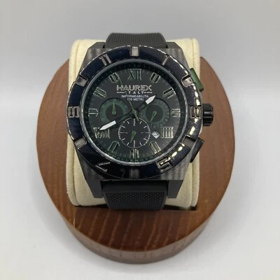 Haurex Italy Challenger Men 49mm Watch Black Chrono Date 3n350unv - RUNS - Image 1 of 4