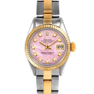 Rolex Ladies TT Datejust Pink Mother Of Pearl Diamond Dial Oyster Band Watch - Picture 1 of 3