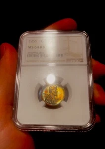 1956 Wheat Cent Lincoln Penny NGC M64 RB Toned Toner Copper Us Coin - Picture 1 of 3