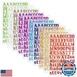 10 Sheets Letter Stickers Colorful Glitter Self Adhesive Alphabet Sticker Shi - Picture 1 of 5