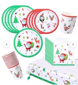 Amycute Weihnachten Party Geschirr Set 24 Gäste, Weihnachten Pappteller Tassen - Bild 1 von 3