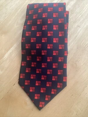 Corbata de seda Jaeger Made in Italy roja azul marino estampada Foto 1 de 4