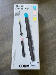 Conair The Curl Collective 3-in-1 Ceramic Curling Wand 1/2", 1", 1 1/2" - Black - Picture 1 of 5