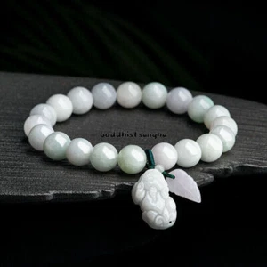 Brazalete Cuentas Pixiu Dragón de Jadeíta Jadeíta Hijo Grado Natural Real A - Imagen 1 de 7