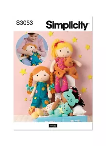 Simplicity PATRÓN DE COSTURA S3053 Muñecas de juguete suave con ropa 18"/46 cm - Imagen 1 de 8