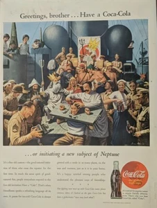 1945 Vintage Coca-Cola print World War 2 Navy, Sailor Celebrate  - Picture 1 of 1