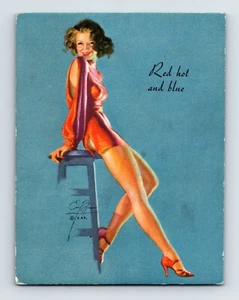 Pin-Up Blotter GGA Rojo Caliente Azul Earl Moran 3.75" x 3" - Imagen 1 de 2