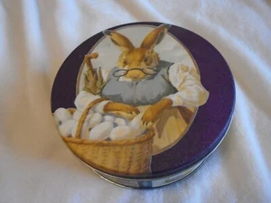 Easter tin 7.25" wide, no dents, perfect shape 2.34" deep. Clean. - Picture 1 of 6