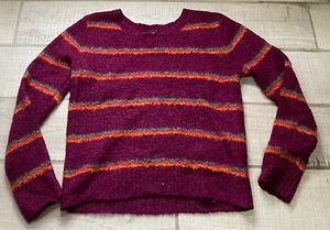 Free People Best Day Ever flauschiger Streifen Alpaka Rundhalsausschnitt Pullover Größe Medium - Bild 1 von 7