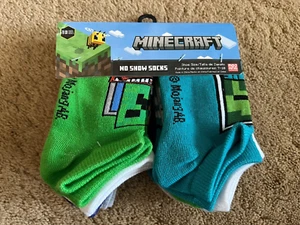 MINECRAFT No Show Calzini Calzini Bambini Piccoli Taglia 7-10 Assted Colori 10 Pr - Foto 1 di 4