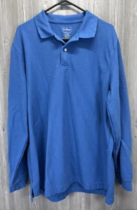 LL Bean Traditional Fit Polo Long Sleeve Shirt Collared Men’s Size L Tall Blue - Picture 1 of 3