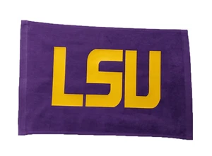 LSU Tigers Louisiana Purple Rally Towel Yellow Vinyl Logo 11" x 18" 100% Cotton - Picture 1 of 1