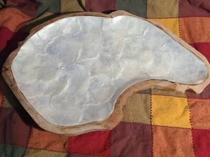 Mother of Pearl Inlay Teak Wood Serving Dish Tray MCM decor 15x10 Inch Rare - Picture 1 of 11