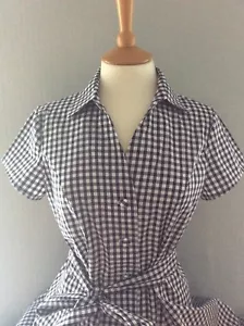 Gingham navy & white check shirt dress - Picture 1 of 10