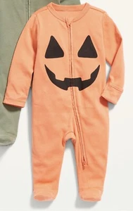 Old Navy Baby Size 0-3 Months ~ 2-Way-Zip Sleep & Play Footed Pajamas Halloween - Picture 1 of 2