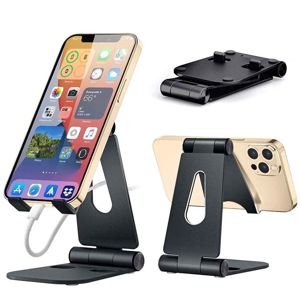 Adjustable Folding Cell Phone Stand Holder Mount Desk Dock For iPhone Samsung - Image 1 of 4