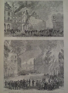 BURNING OF PARIS RUE DE RIVOLI & PLACE DE LA CONCORDE HARPER'S WEEKLY 1871 - Picture 1 of 2