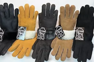 5 COLORS 100% REAL SHEEPSKIN SHEARLING LEATHER GLOVES UNISEX Fur Winter S-2XL - Picture 1 of 17