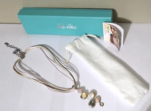 Carolyn Pollack Pebble Beach Necklace Southwest Sterling Enhancer Pendant & Cord - Picture 1 of 6