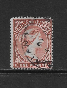 FALKLAND ISLANDS SCOTT 11 USED FINE - 1891 1p ORANGE BROWN ISSUE - VICTORIA - Picture 1 of 2