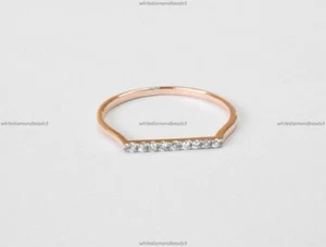 Horizontales Barband feiner Jubiläumsring 14k Gelbgold natürlicher Diamant - Bild 1 von 5