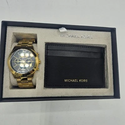 Michael Kors - Men's Slim Runway Quartz Chronograph Watch Set, Gold, 44mm - Image 1 of 3