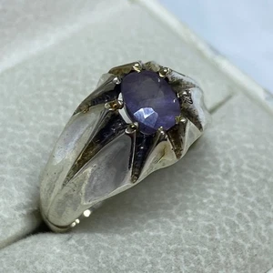Anello da uomo in argento sterling 925 pietra preziosa zaffiro blu naturale خاتم زفير ازرق - Foto 1 di 12